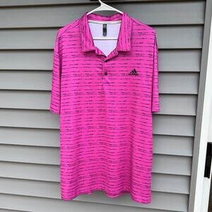 Adidas Golf size XL Lucid Fuchsia and Black Abstract Stripe Golf Polo